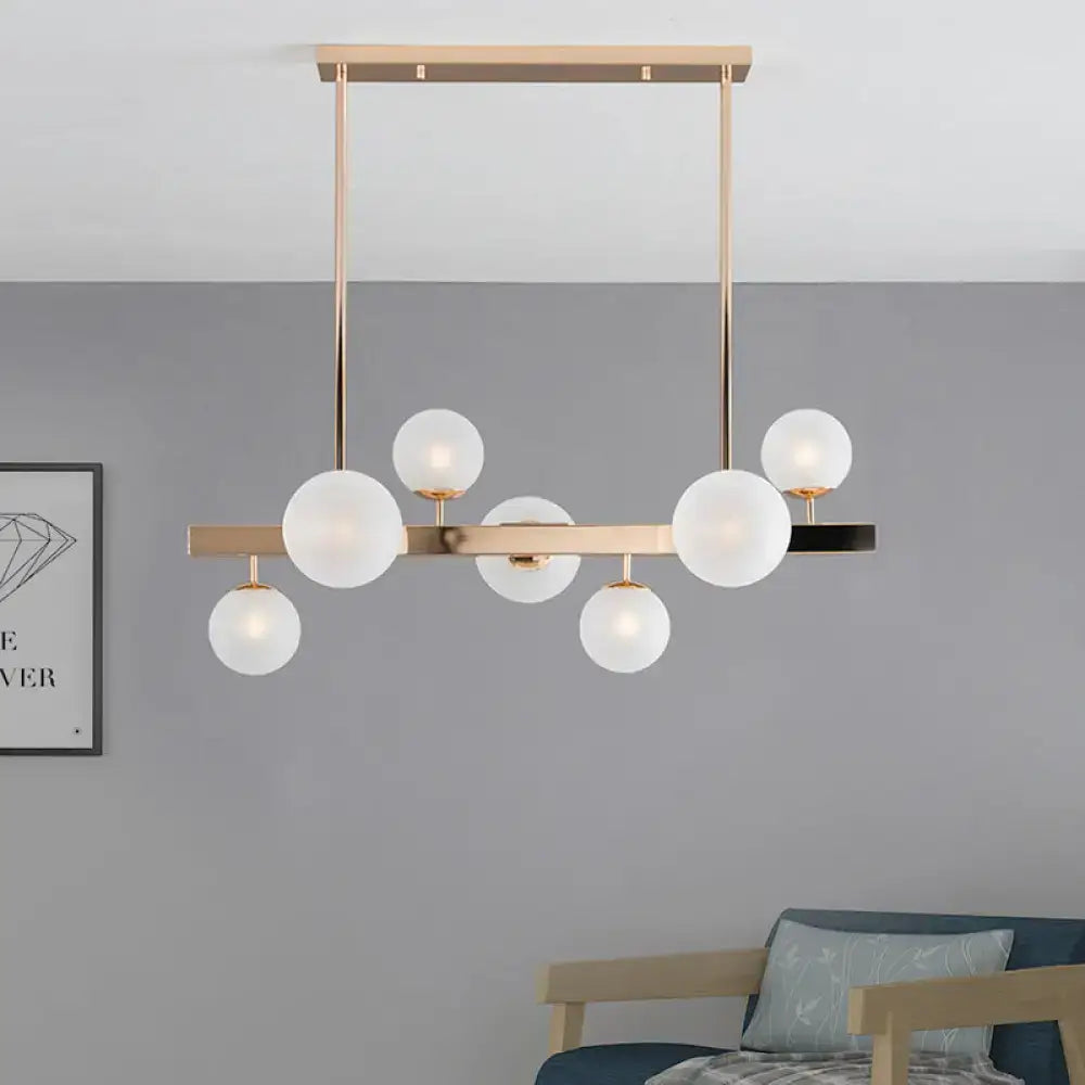 Modern gold frosted glass round island pendant – kitchen light