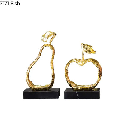 Modern gold fruit shaped metal crafts living room decor