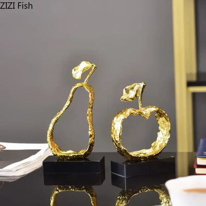 Modern gold fruit shaped metal crafts living room decor