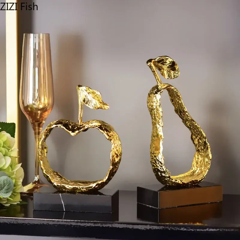 Modern gold fruit shaped metal crafts living room decor