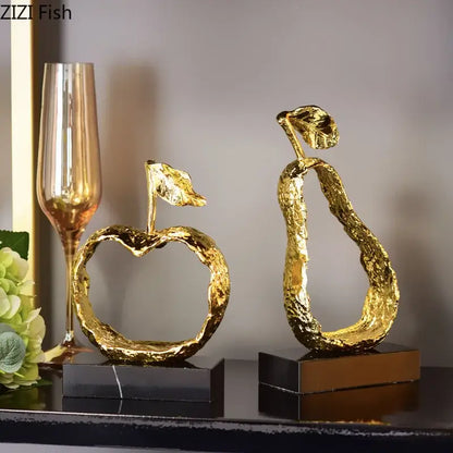 Modern gold fruit shaped metal crafts living room decor