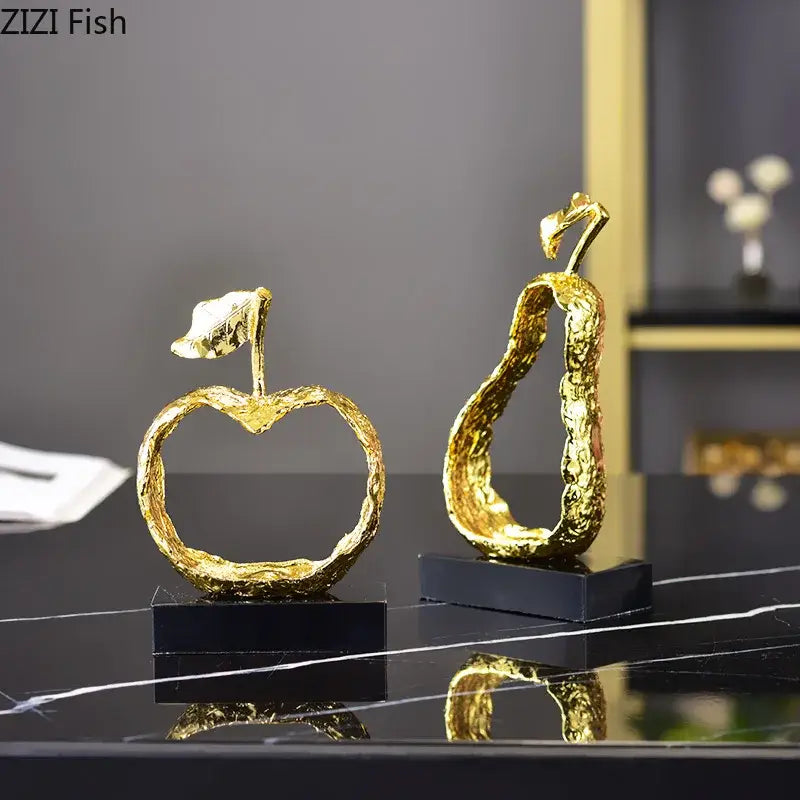 Modern gold fruit shaped metal crafts living room decor