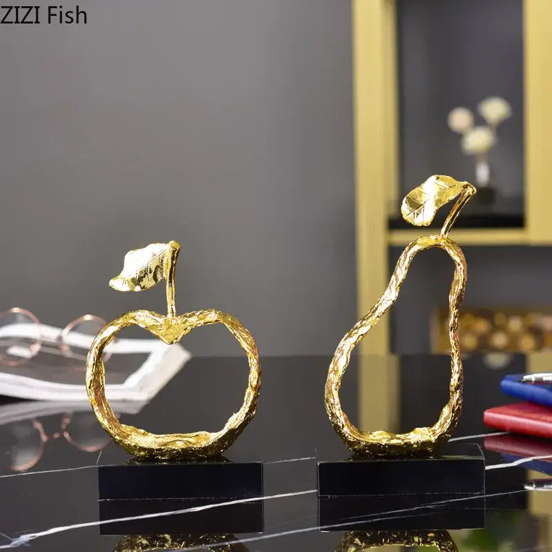 Modern gold fruit shaped metal crafts living room decor