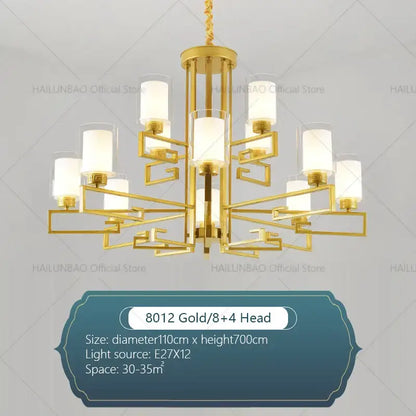 Modern gold geometric chandelier luxury living room glass light
