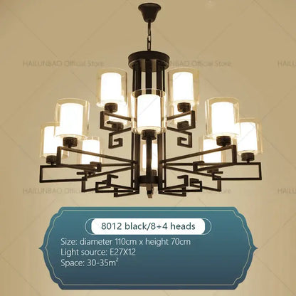 Modern gold geometric chandelier luxury living room glass light