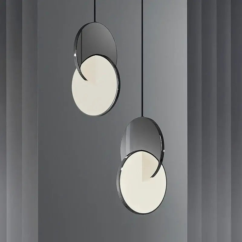 Modern gold geometric circle pendant light dining room overlapping discs