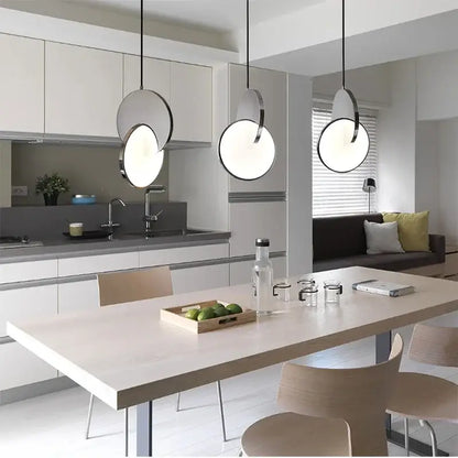 Modern gold geometric circle pendant light dining room overlapping discs