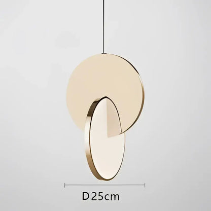 Modern gold geometric circle pendant light dining room overlapping discs