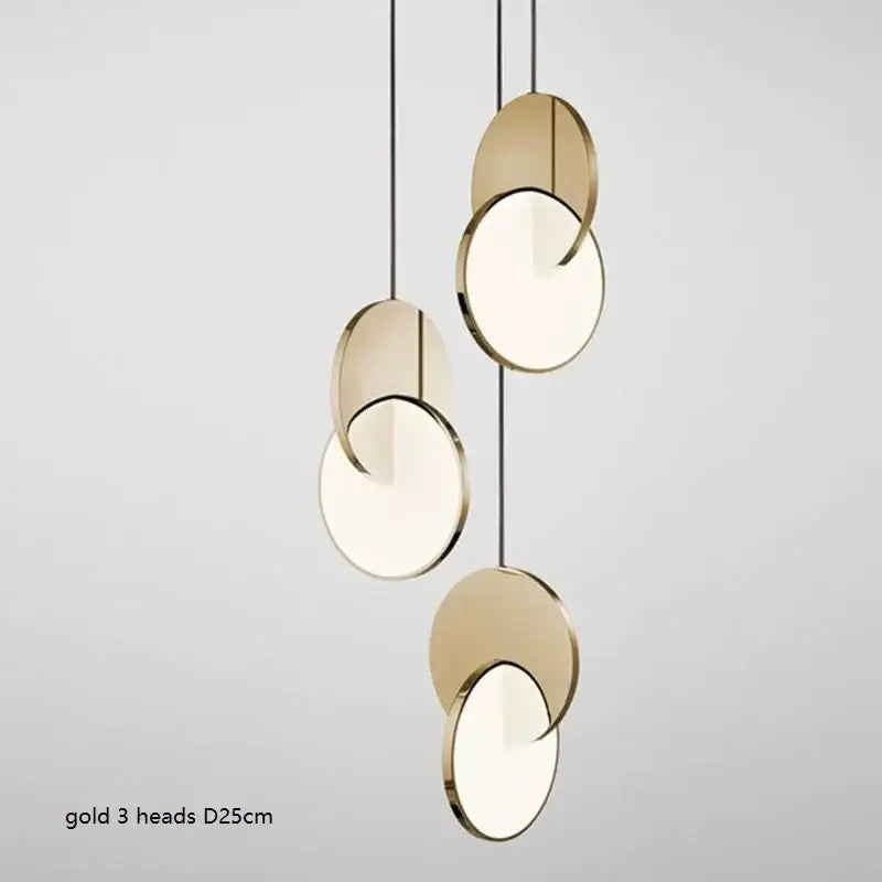 Modern gold geometric circle pendant light dining room overlapping discs