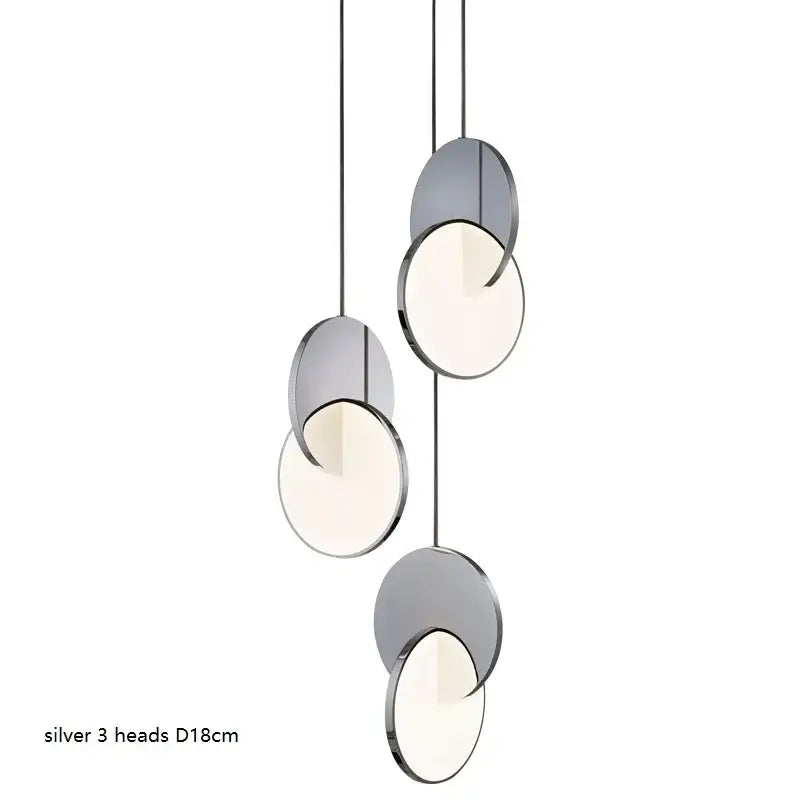 Modern gold geometric circle pendant light dining room overlapping discs