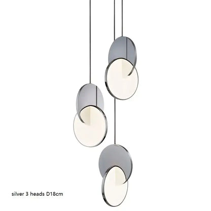 Modern gold geometric circle pendant light dining room overlapping discs