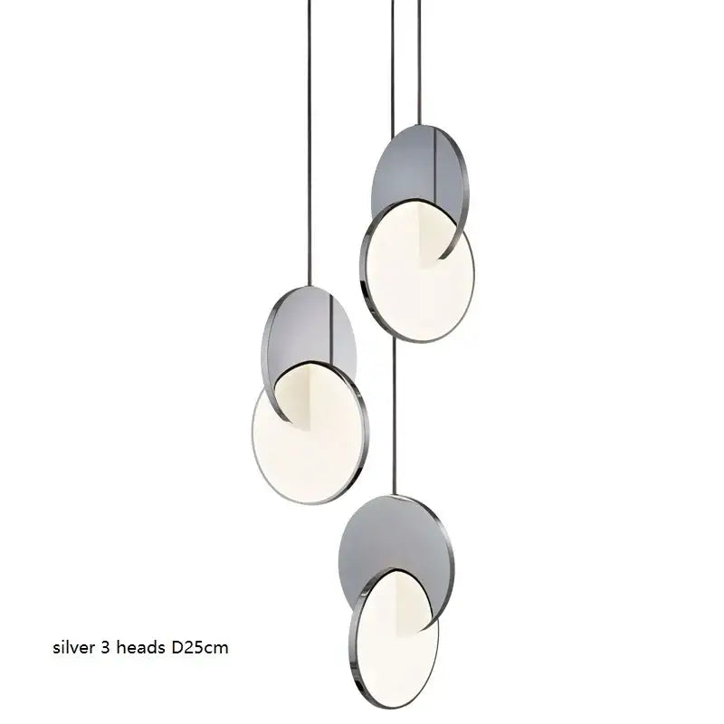 Modern gold geometric circle pendant light dining room overlapping discs