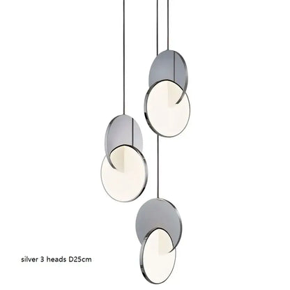 Modern gold geometric circle pendant light dining room overlapping discs