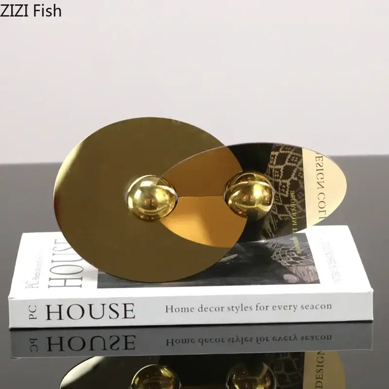 Modern gold geometric circle sculpture living room metal ornament