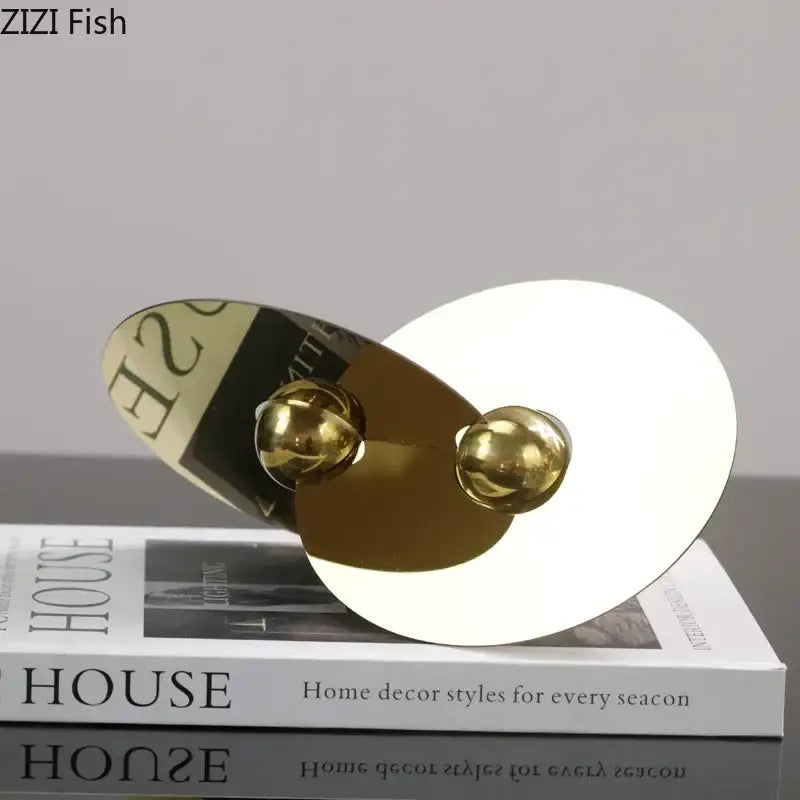 Modern gold geometric circle sculpture living room metal ornament