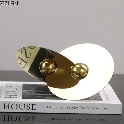 Modern gold geometric circle sculpture living room metal ornament