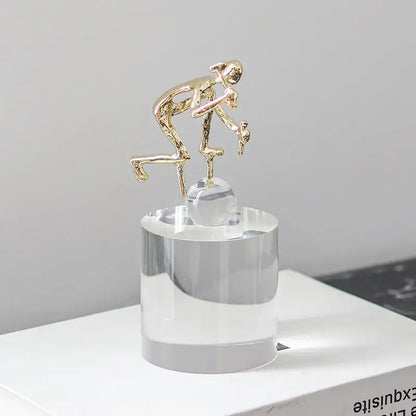Modern gold geometric crystal sculpture living room worker figurine