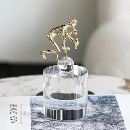 Modern gold geometric crystal sculpture living room worker figurine