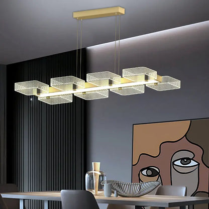 Modern gold geometric cube chandelier dining room 110v-120v light