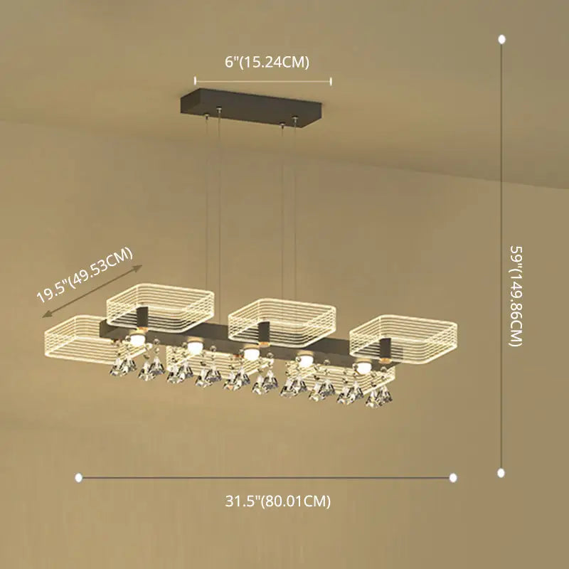 Modern gold geometric cube chandelier dining room 110v-120v light