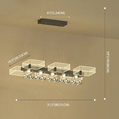 Modern gold geometric cube chandelier dining room 110v-120v light