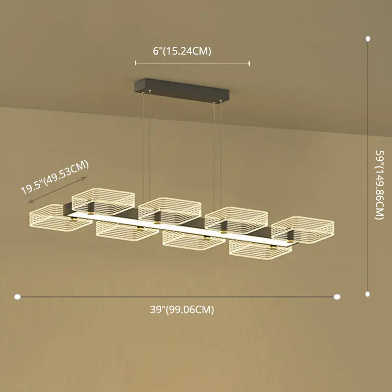 Modern gold geometric cube chandelier dining room 110v-120v light