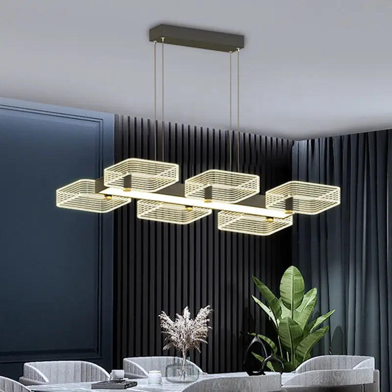 Modern gold geometric cube chandelier dining room 110v-120v light