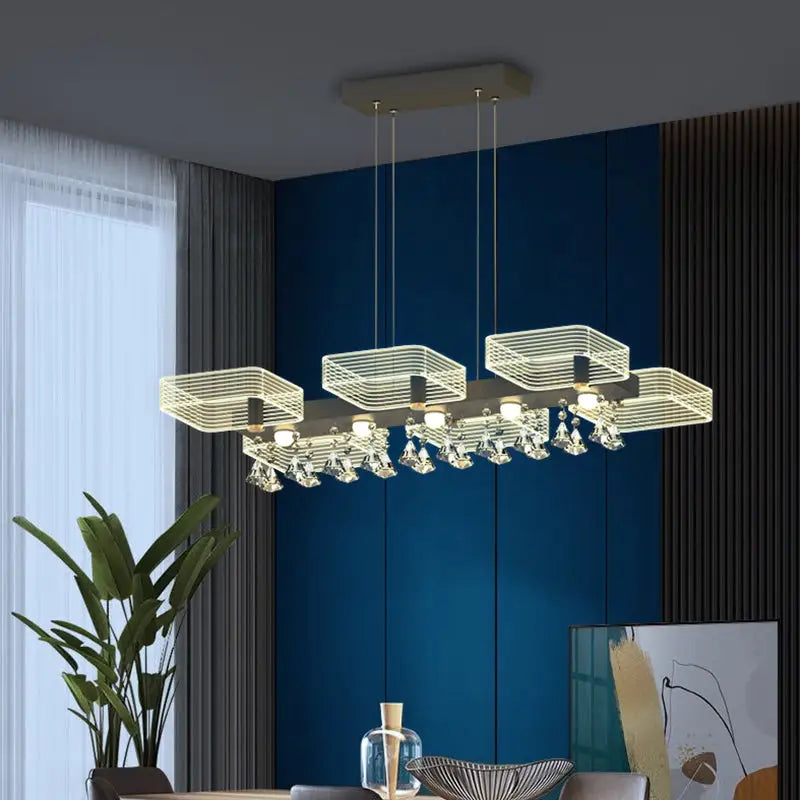 Modern gold geometric cube chandelier dining room 110v-120v light