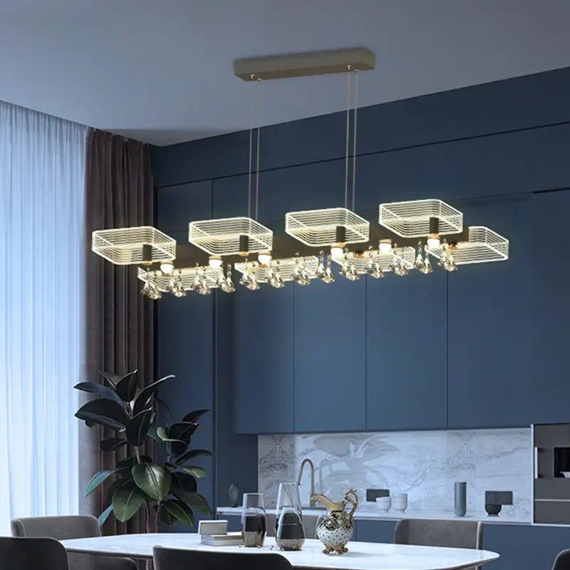 Modern gold geometric cube chandelier dining room 110v-120v light