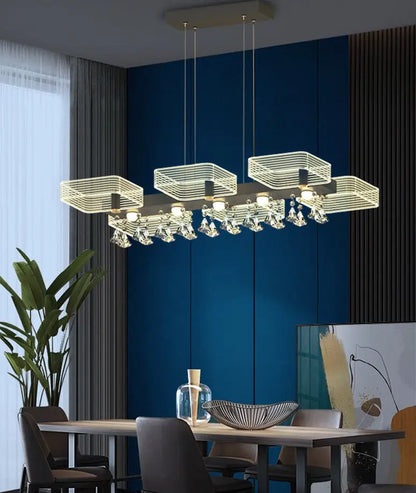 Modern gold geometric cube chandelier dining room 110v-120v light