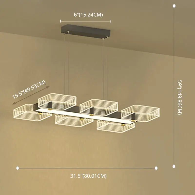 Modern gold geometric cube chandelier dining room 110v-120v light