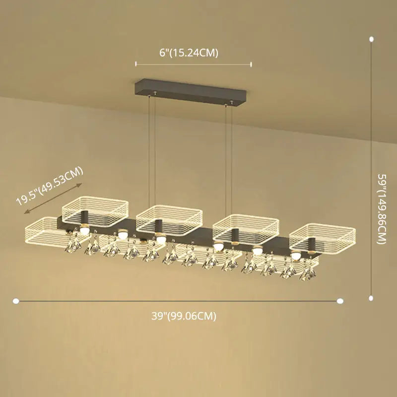 Modern gold geometric cube chandelier dining room 110v-120v light