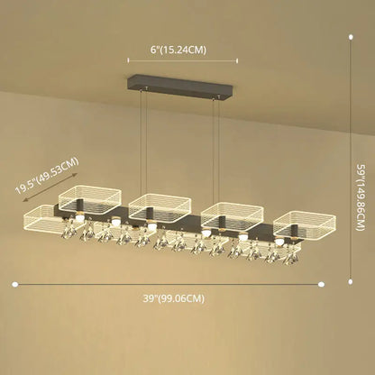 Modern gold geometric cube chandelier dining room 110v-120v light