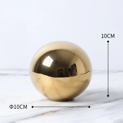 Modern gold geometric cube round statue decor for living room