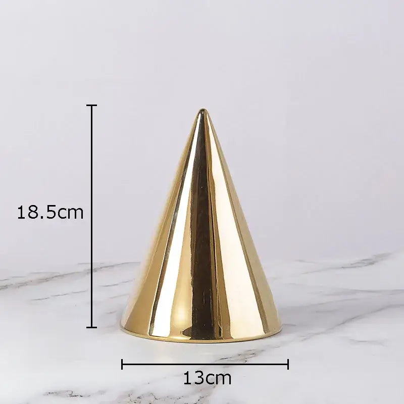 Modern gold geometric cube round statue decor for living room