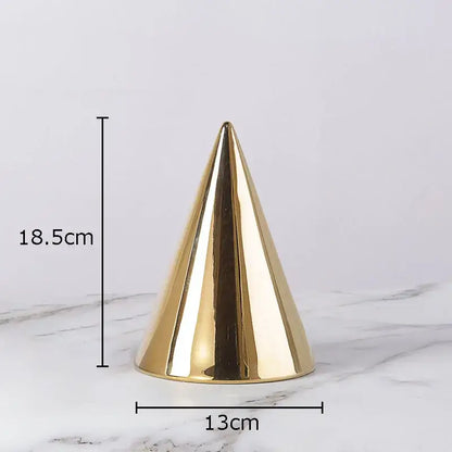Modern gold geometric cube round statue decor for living room