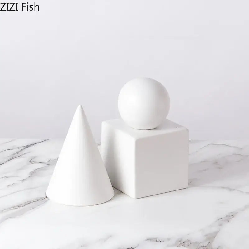 Modern gold geometric cube round statue decor for living room