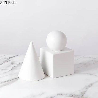 Modern gold geometric cube round statue decor for living room