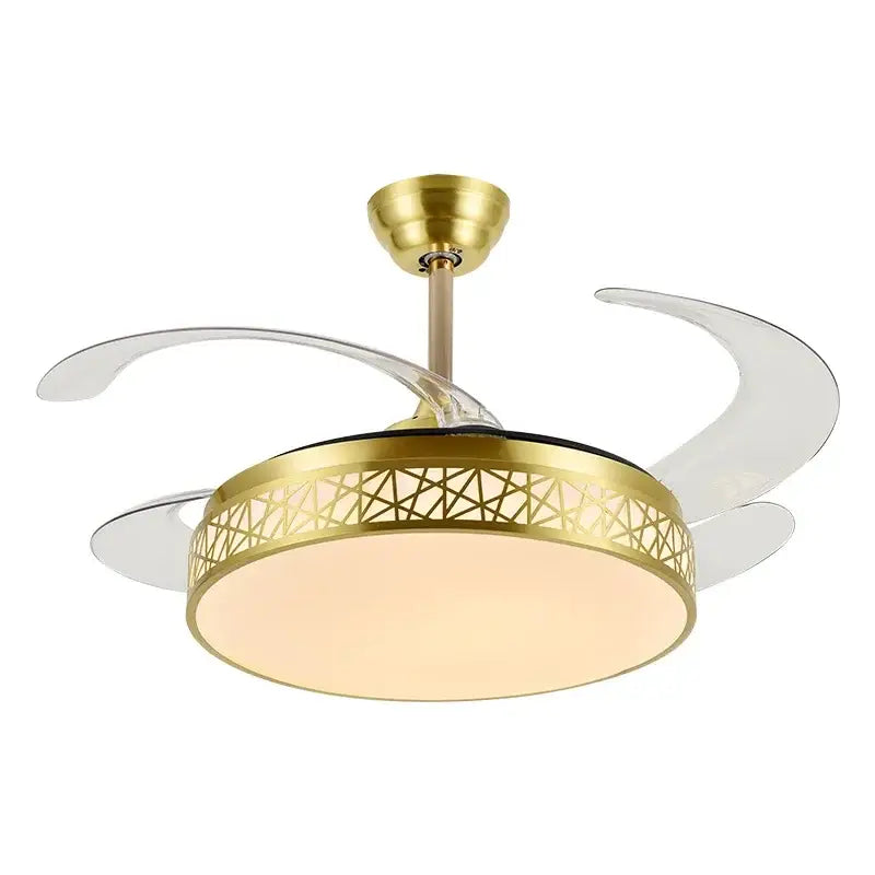 Modern gold geometric ceiling fan with led – living room