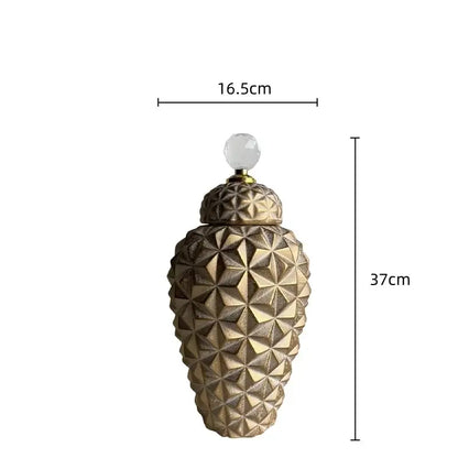 Modern gold geometric diamond ceramic vase living room decor jar