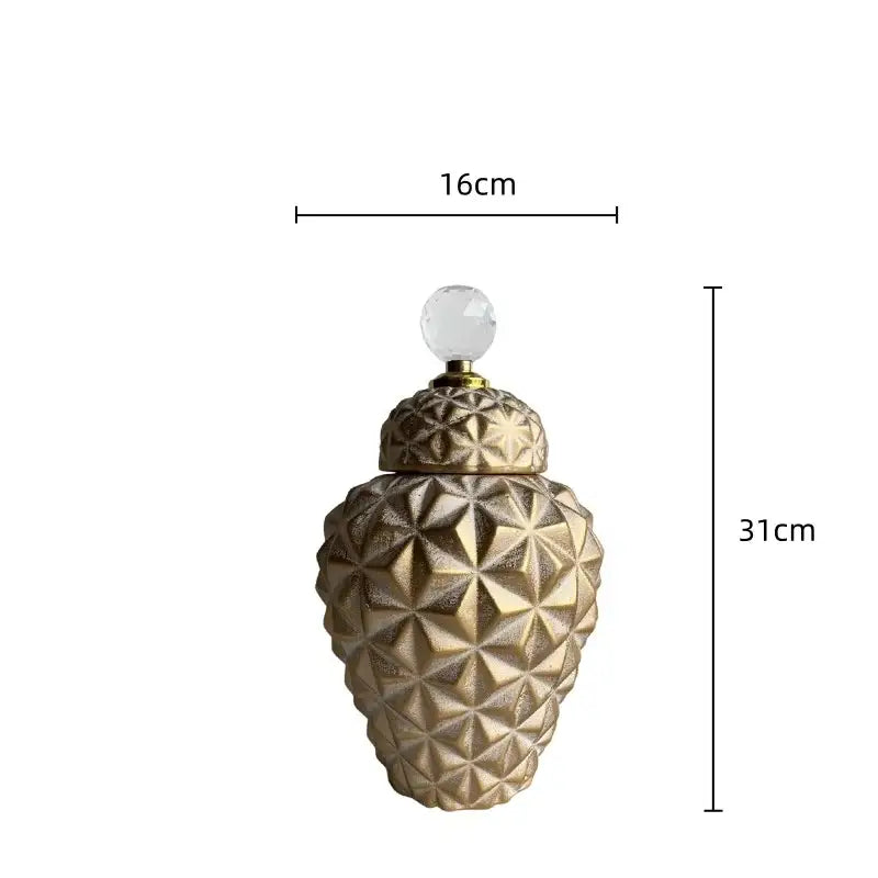 Modern gold geometric diamond ceramic vase living room decor jar