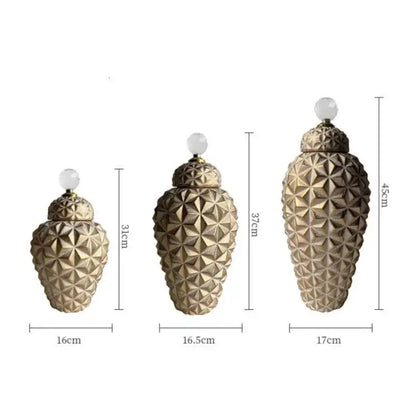 Modern gold geometric diamond ceramic vase living room decor jar