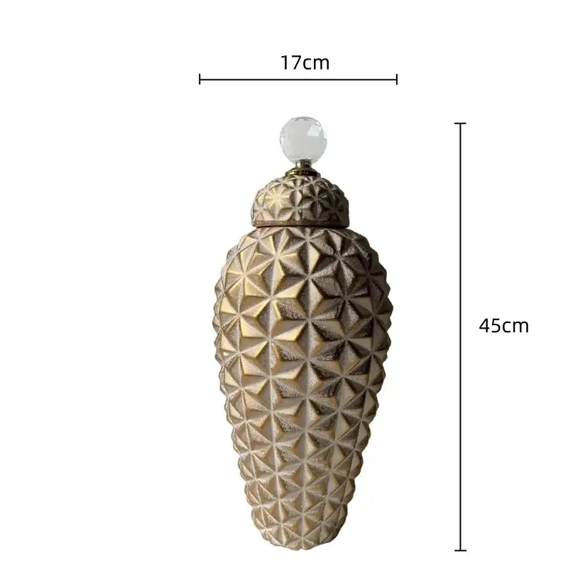 Modern gold geometric diamond ceramic vase living room decor jar