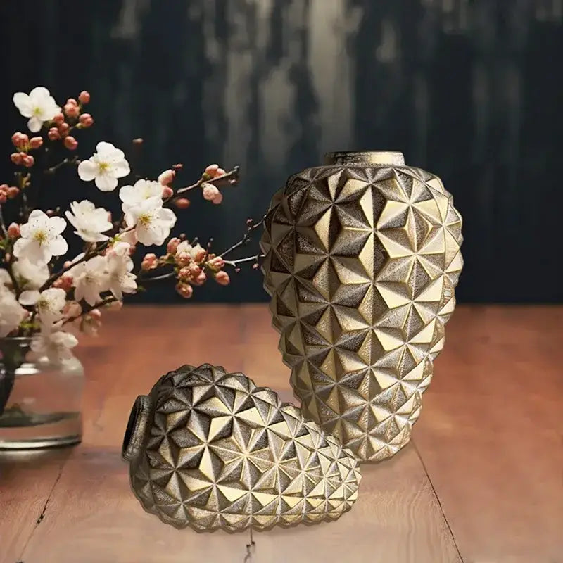 Modern gold geometric diamond ceramic vase living room decor jar