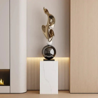 Modern gold geometric electroplating art sculpture living room decor