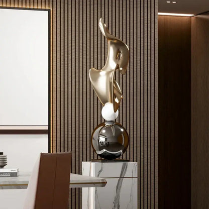 Modern gold geometric electroplating art sculpture living room decor