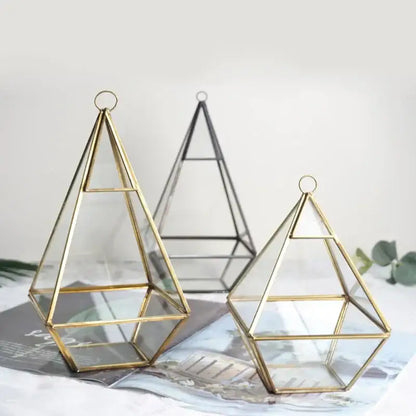 Modern gold geometric glass vase living room hanging terrarium