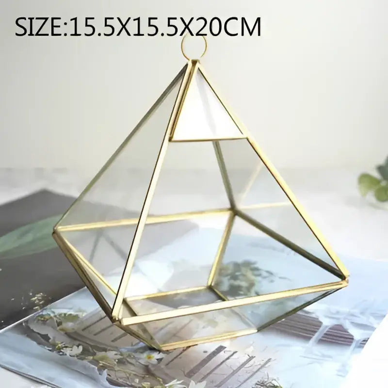 Modern gold geometric glass vase living room hanging terrarium