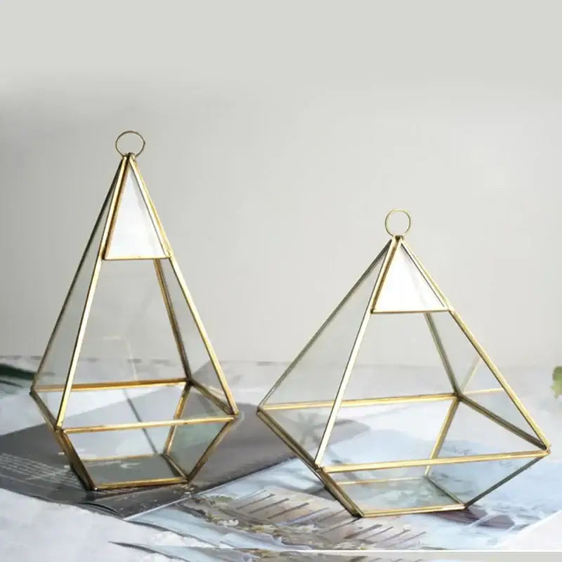 Modern gold geometric glass vase living room hanging terrarium