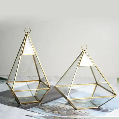 Modern gold geometric glass vase living room hanging terrarium